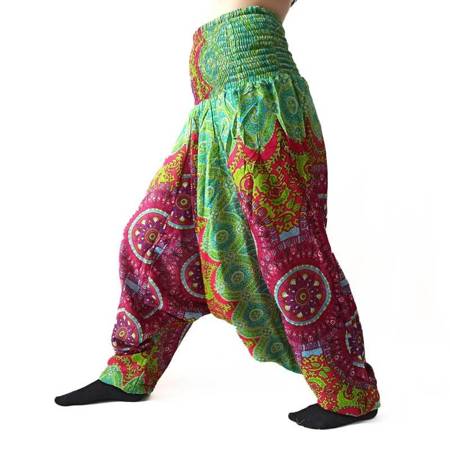 Szarawary spodnie cienkie alladynki joga turkusowe mandala Indie