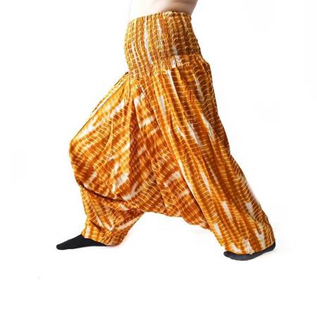 Szarawary spodnie cienkie alladynki spodnie joga musztardowe wzory Indie