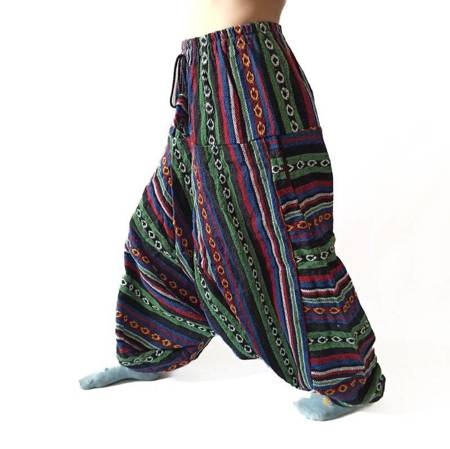 Szarawary spodnie ciepłe aztek (alladynki, Indie, bawełna)