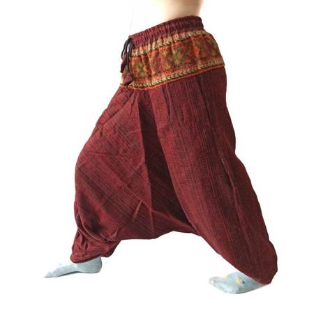 Szarawary spodnie ciepłe aztek (czerwone, alladynki, Indie)