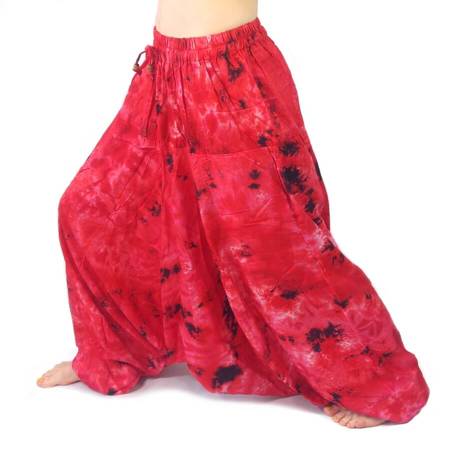 Szarawary spodnie czerwone (alladynki przewiewne, wąska gumka)
