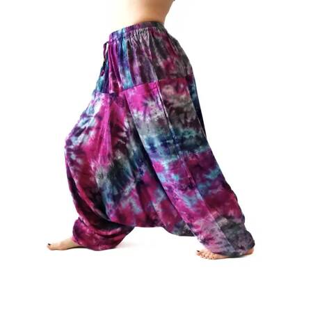 Szarawary spodnie przewiewne alladynki kolorowe joga Indie