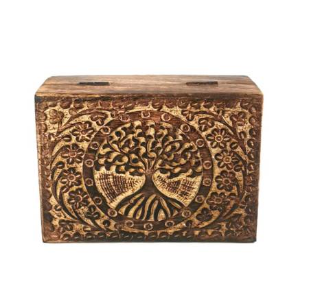 Szkatułka drewniana pudełko na drobiazgi rzeźbiona Indie