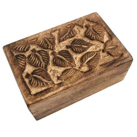 Szkatułka na biżuterię drewniana pudełko na drobiazgi rzeźbiona Indie