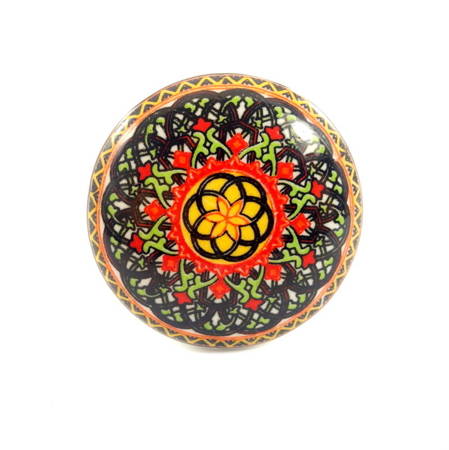 Uchwyt meblowy gałka ceramiczna kwiat życia (Indie,rękodzieło)