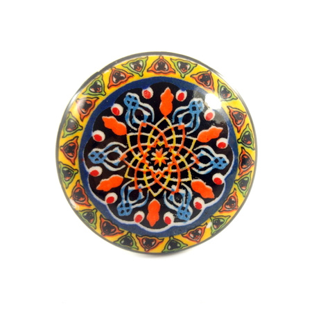 Uchwyt meblowy gałka ceramiczna mandala (Indie,rękodzieło)