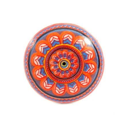 Uchwyt meblowy gałka ceramiczna piórka (Indie,rękodzieło)