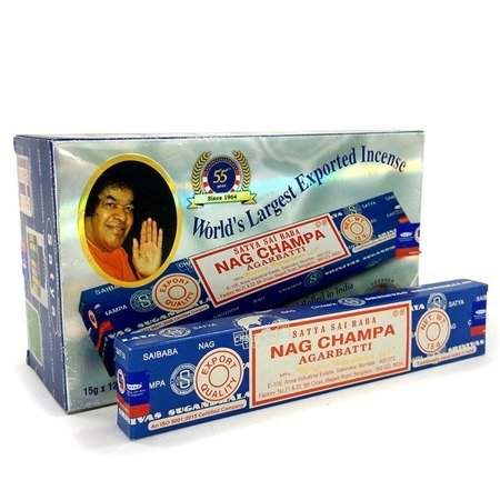 ZESTAW KADZIDŁA NAG CHAMPA (INDIE, SATYA SAI BABA INDIE TROCICZKI, 180G)