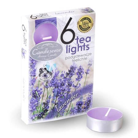 Zestaw 6 świec zapachowych lawenda podgrzewacze tea lights fioletowe