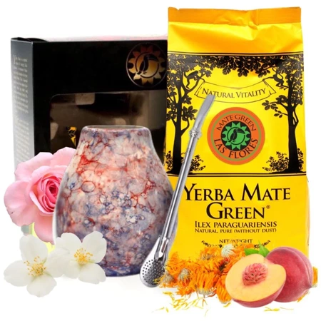 Zestaw Yerba Mate Green Las Flores 400g, matero i bombilla