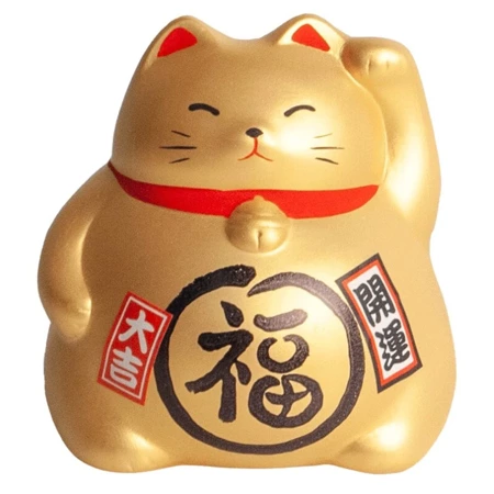 Złota skarbonka kot Maneki Neko 9 cm