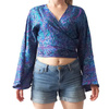 Bolerko z długim rękawem w stylu boho niebieskie (top, narzutka) Indie